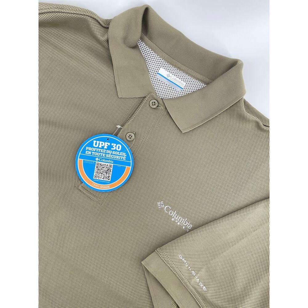 Columbia PFG Perfect Cast Polo Shirt Men’s L Olive Green Omni-Shade UPF 30